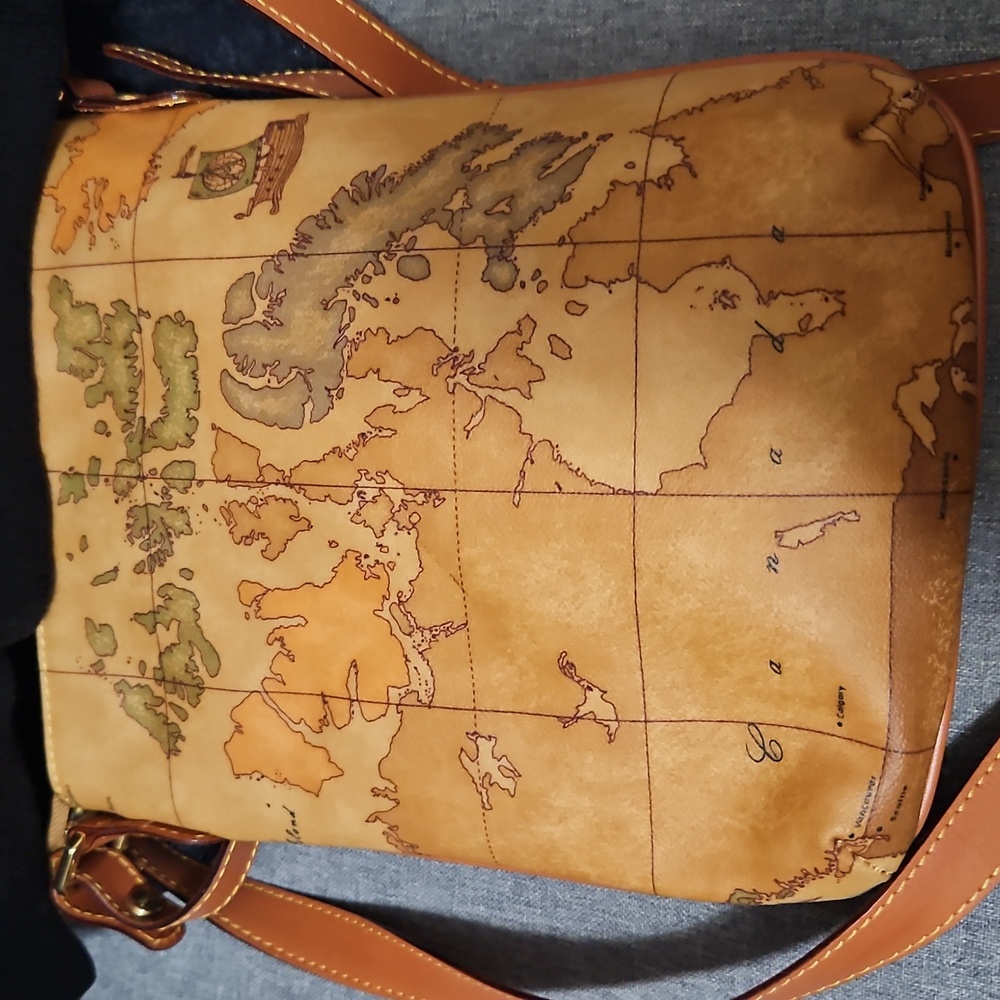 Alviero Martini Tan Map Crossbody Bag - Picture 10 of 10